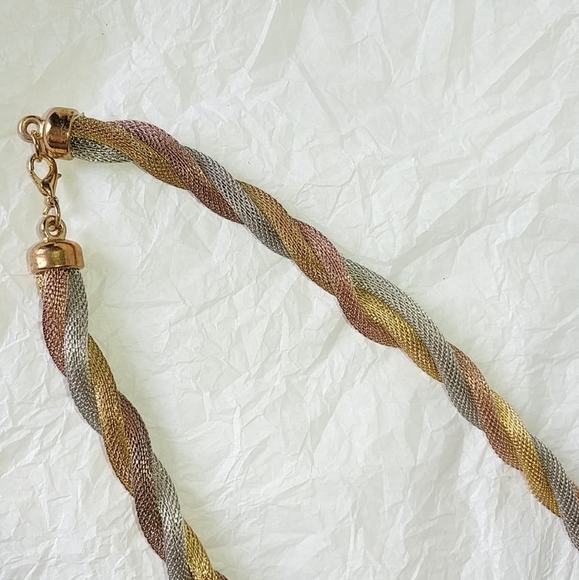 TRI-COLOR MESH TWISTED NECKLACE - 35" LONG - Picture 4 of 5